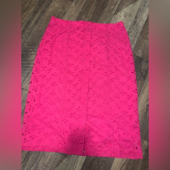 Jcrew reimagined eyelet Button-Front skirt 14 $108 spring embroidered classic - Picture 7 of 10